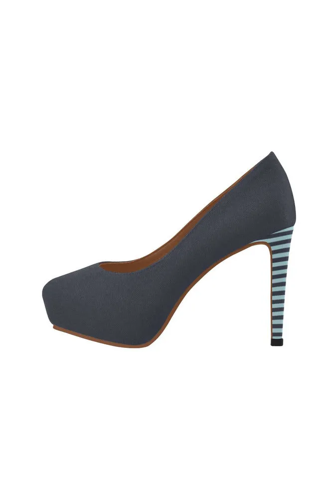 Paynes Gray Micro Stripes Women's High Heels (Model 044)