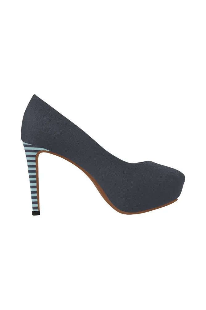 Paynes Gray Micro Stripes Women's High Heels (Model 044)