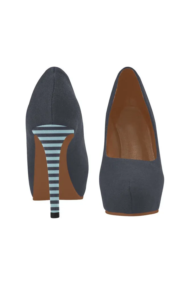 Paynes Gray Micro Stripes Women's High Heels (Model 044)