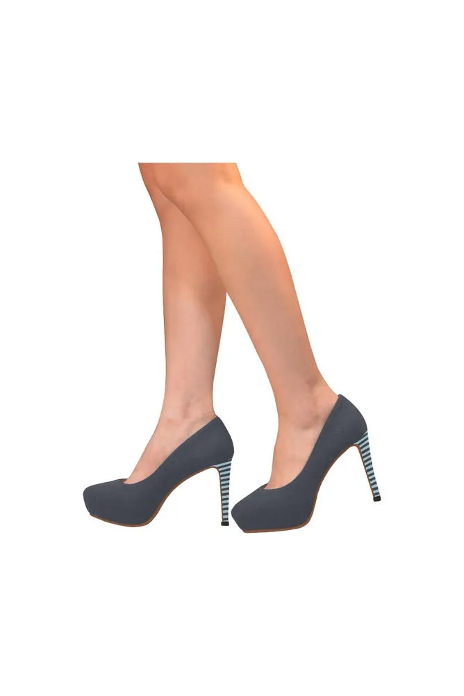 Paynes Gray Micro Stripes Women's High Heels (Model 044)