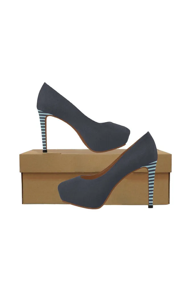 Paynes Gray Micro Stripes Women's High Heels (Model 044)