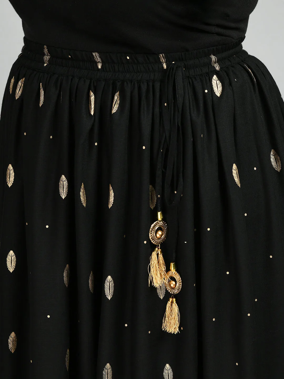 Plus Size Ziya Black Plus Size Gold Skirt