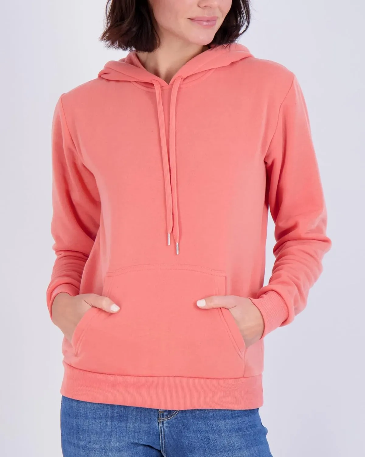Real Essentials 3 Pack: Women's Fleece Long-Sleeve Pullover Hoodie Active Sweatshirt Kangaroo Pocket - (Available In Plus)
