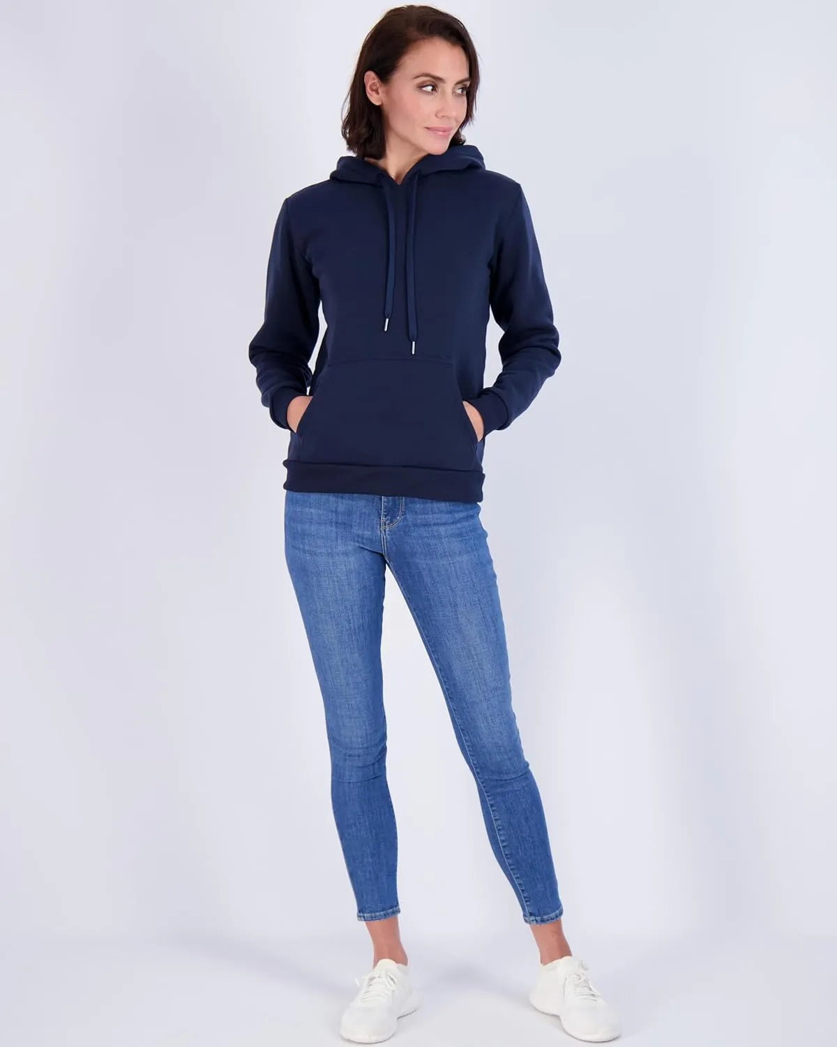 Real Essentials 3 Pack: Women's Fleece Long-Sleeve Pullover Hoodie Active Sweatshirt Kangaroo Pocket - (Available In Plus)