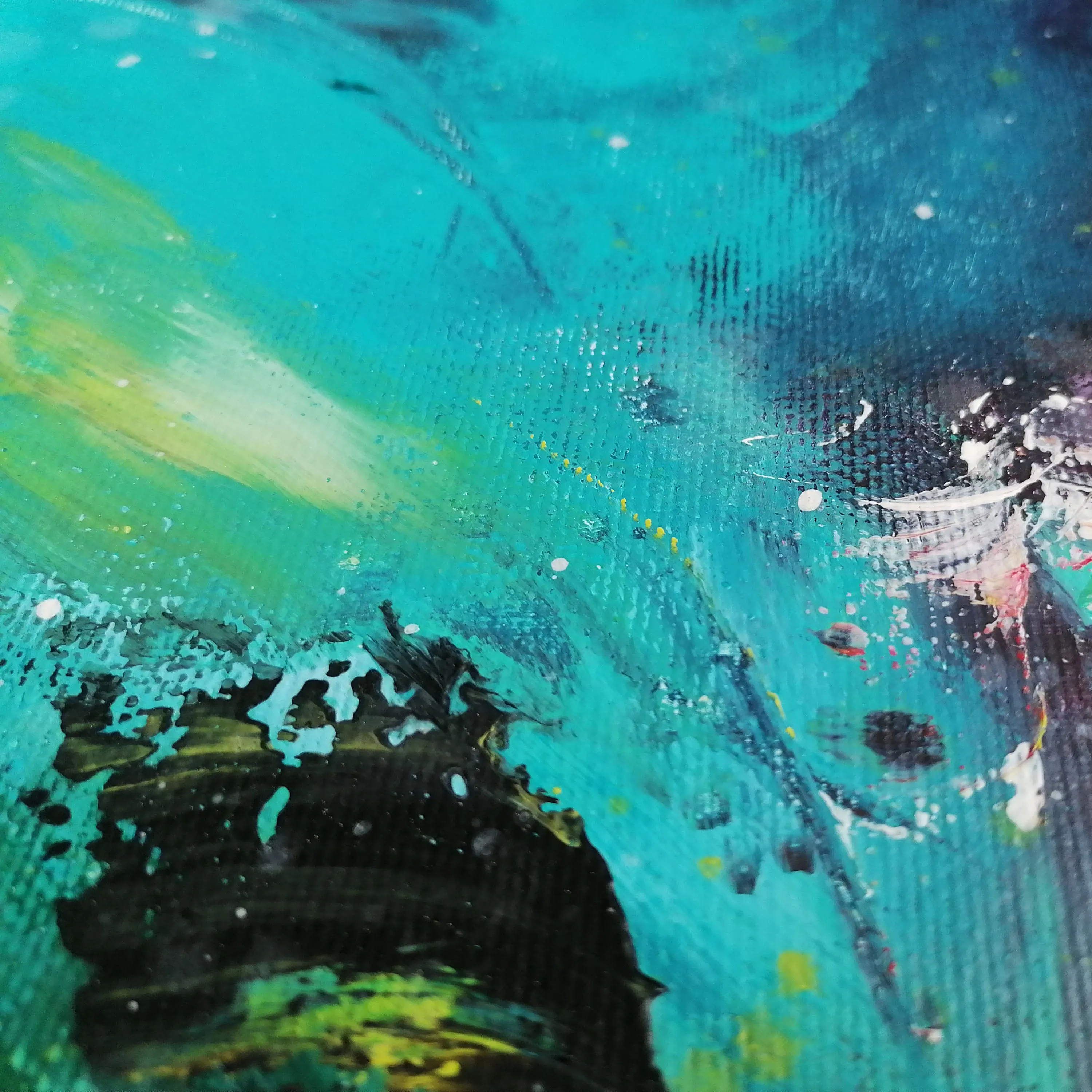 Red, yellow, blue & purple abstract painting 36  x 24 inches - ready to ship