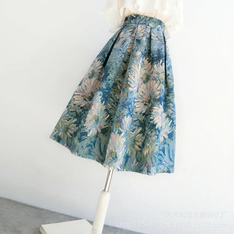 Retro Floral A-line skirt Skirt (Made-to-order)
