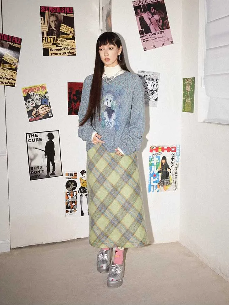 Retro high waist A-line skirt【s0000010701】