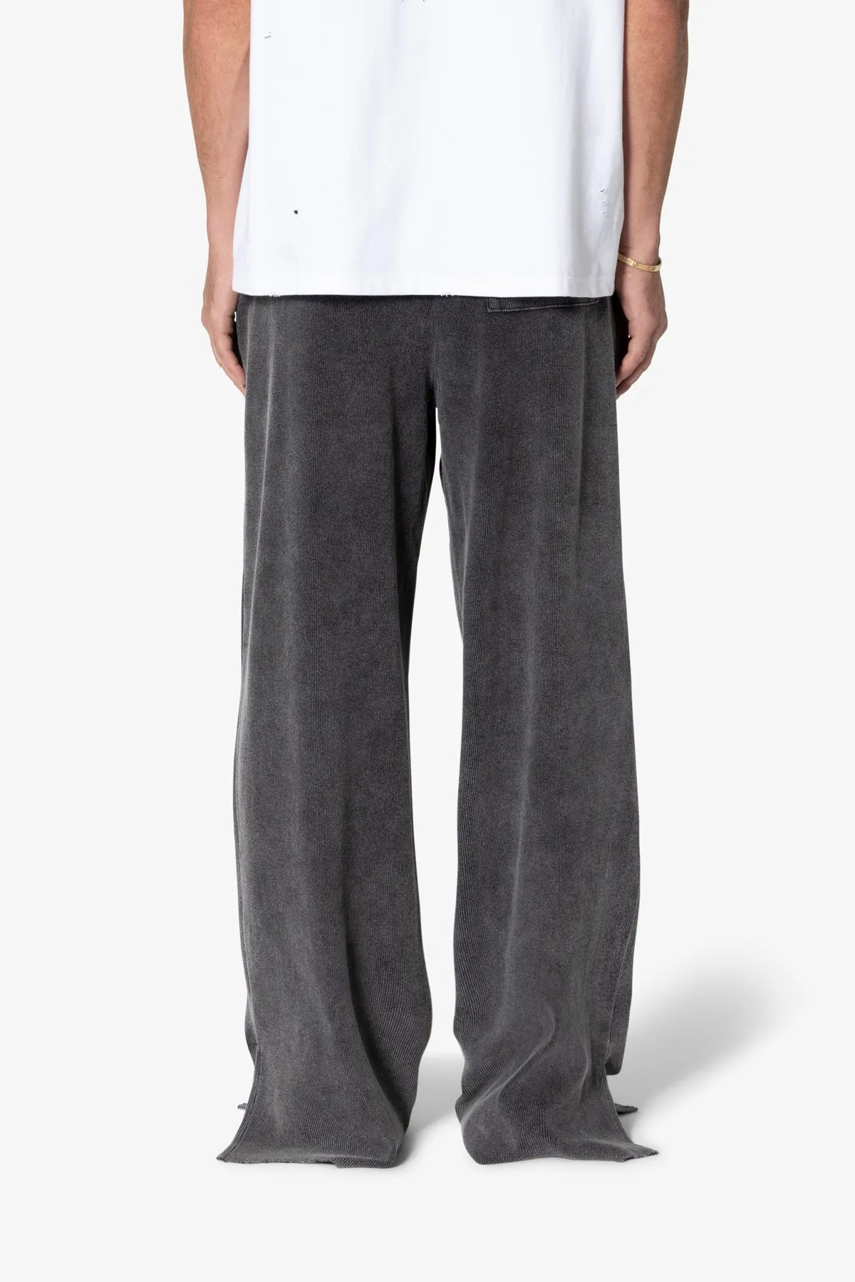 Ribbed Lightweight Washed Sweatpants - Black