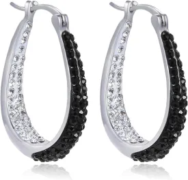 Savlano 14K White Gold Plated Inside Out Crystal Hoop Earrings For Women Comes With Savlano Gift Box