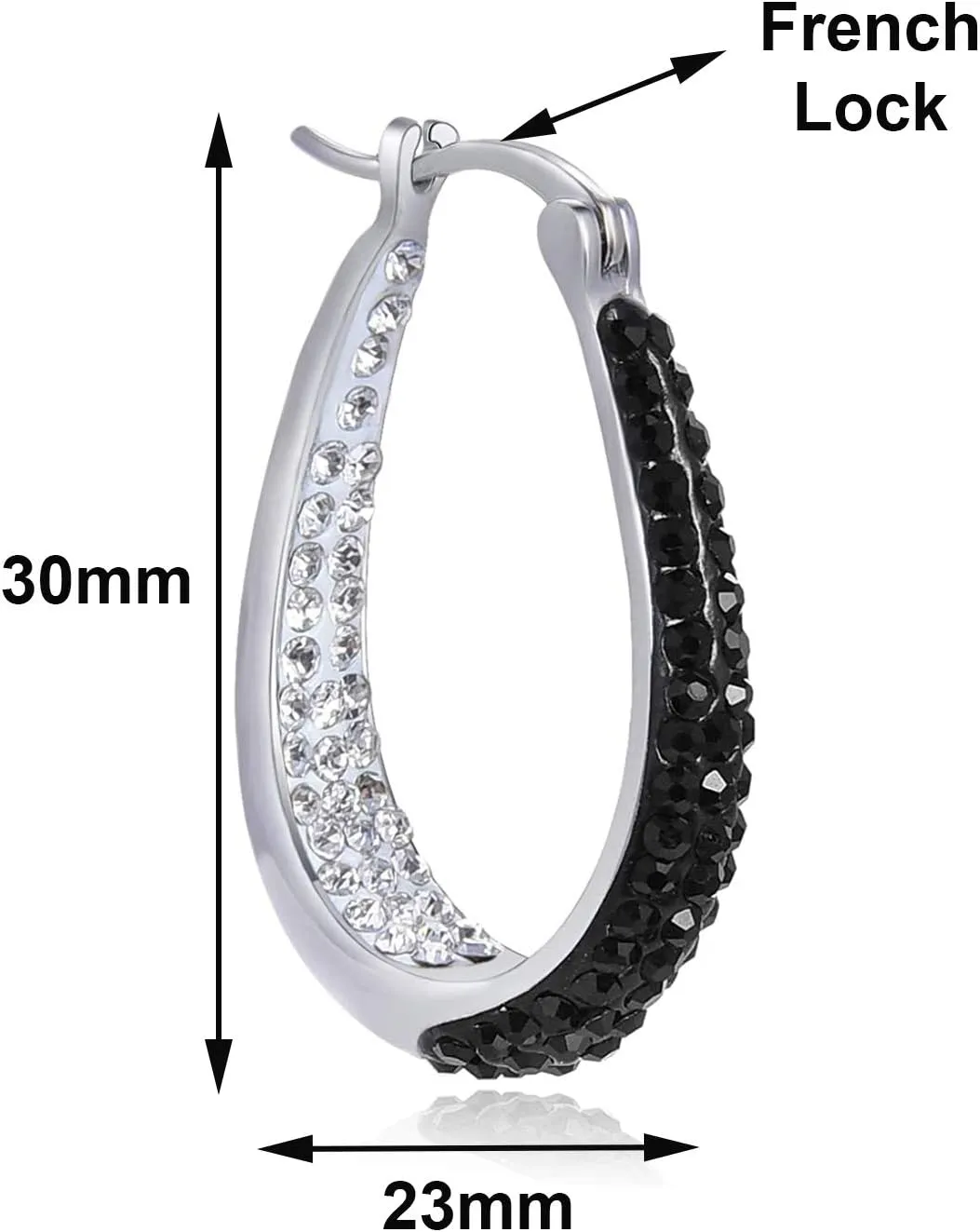 Savlano 14K White Gold Plated Inside Out Crystal Hoop Earrings For Women Comes With Savlano Gift Box