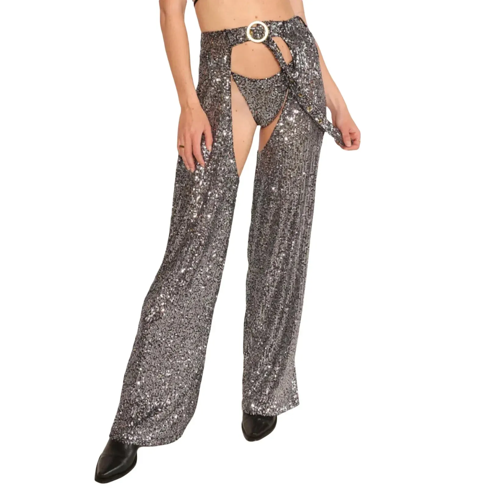 Sexy Open Sparkly Glitter Fashion Club Party Sequin Pants
