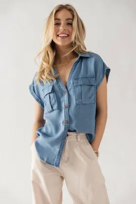 Short  Sleeve Button Up Shirt With Pockets