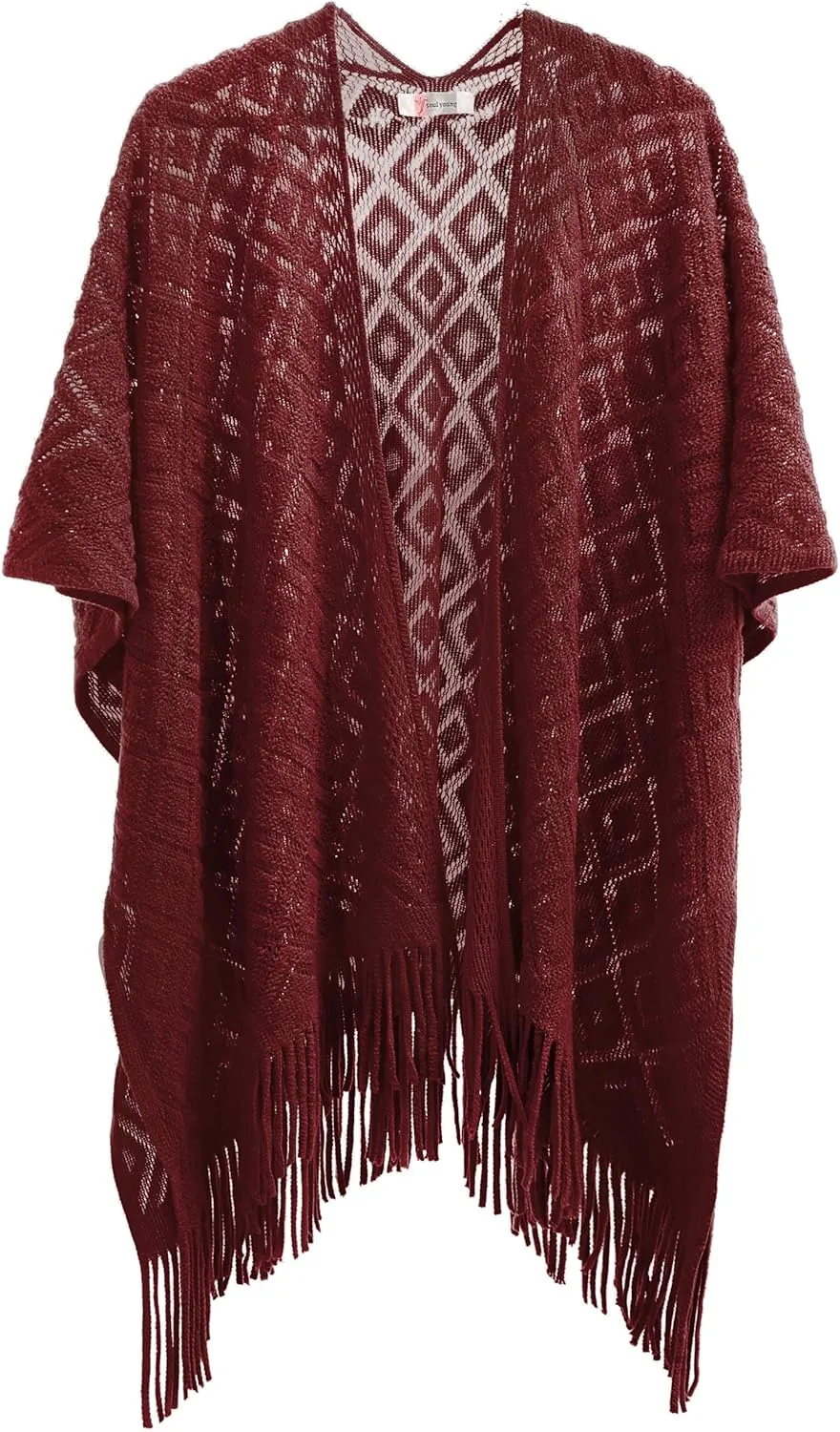 Soul Young Knit Shawl Wrap for Women Ladies Fringe Poncho Blanket Cardigan Cape