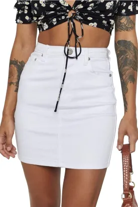 Tsher Jean Skirt Women's High Waisted Fringed Slim Fit Elastic Bodycon Mini Denim Skirt