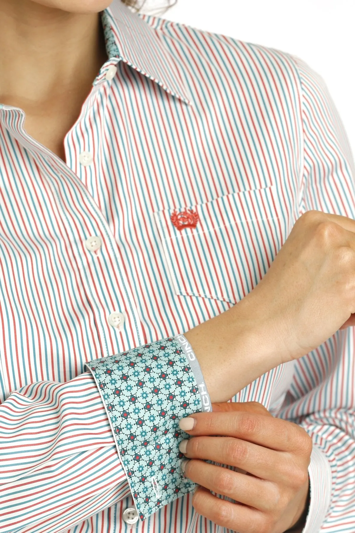 Women's Cinch Multi Stripe Tencel Long Sleeve Button Down Shirt
