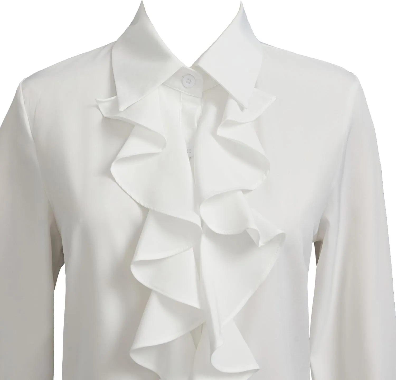 Women's Long Sleeve Chiffon Work Tops Bowtie Blouses Button Down Shirts White OL Shirts