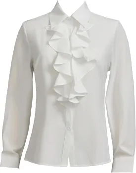 Women's Long Sleeve Chiffon Work Tops Bowtie Blouses Button Down Shirts White OL Shirts