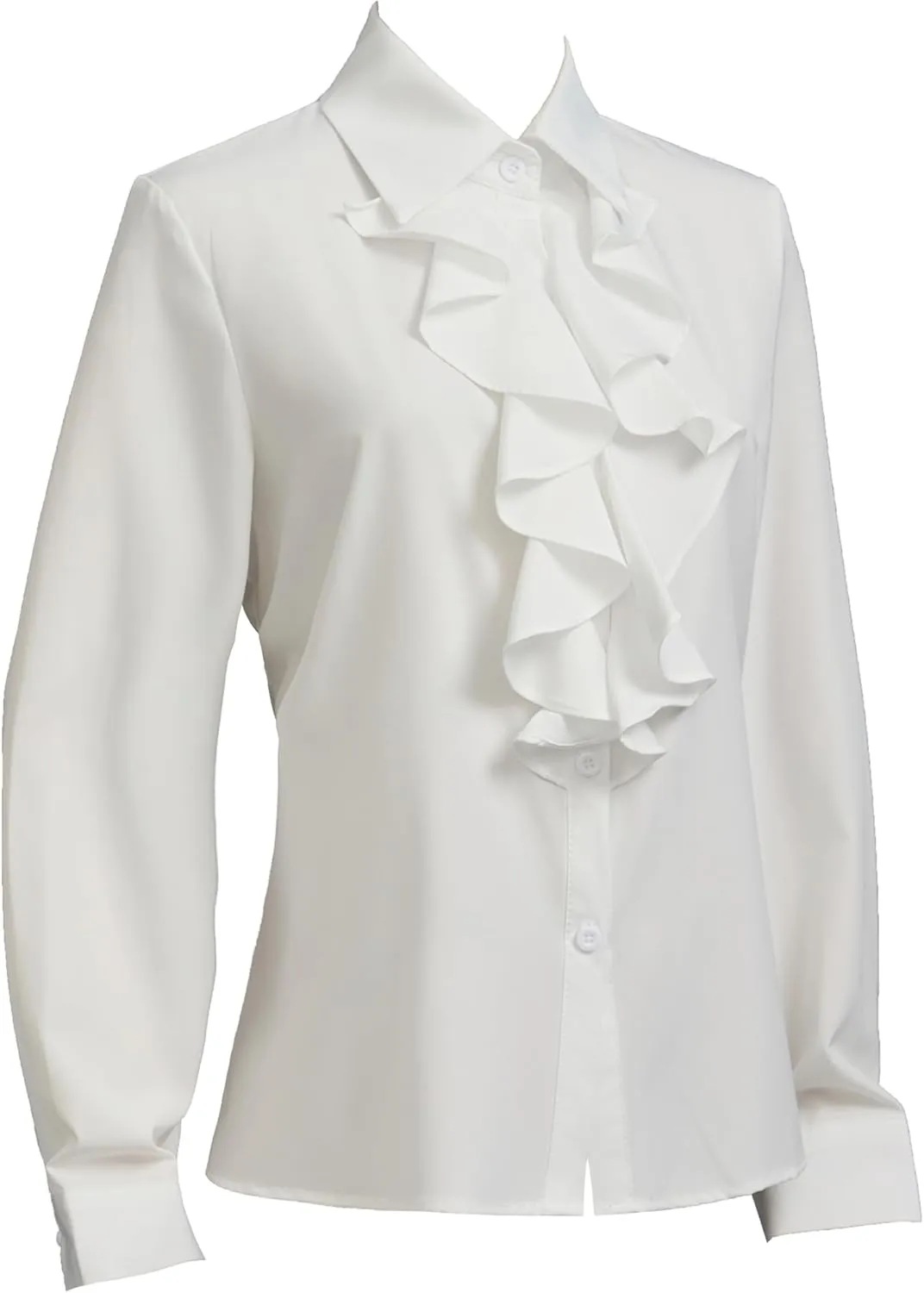 Women's Long Sleeve Chiffon Work Tops Bowtie Blouses Button Down Shirts White OL Shirts