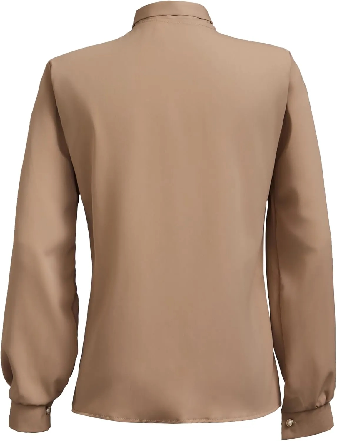 Women's Long Sleeve Chiffon Work Tops Bowtie Blouses Button Down Shirts White OL Shirts