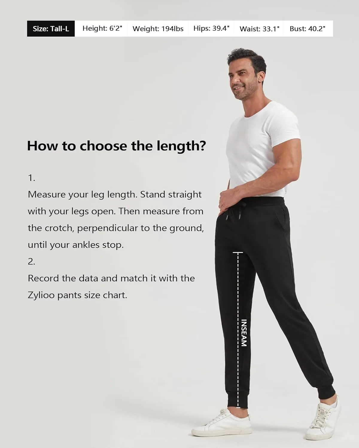 Zylioo Extra Long Sweatpants for Men Tall,Mens Black Sweatpants Long 34 Inch Inseam,Mens Joggers Tall Size